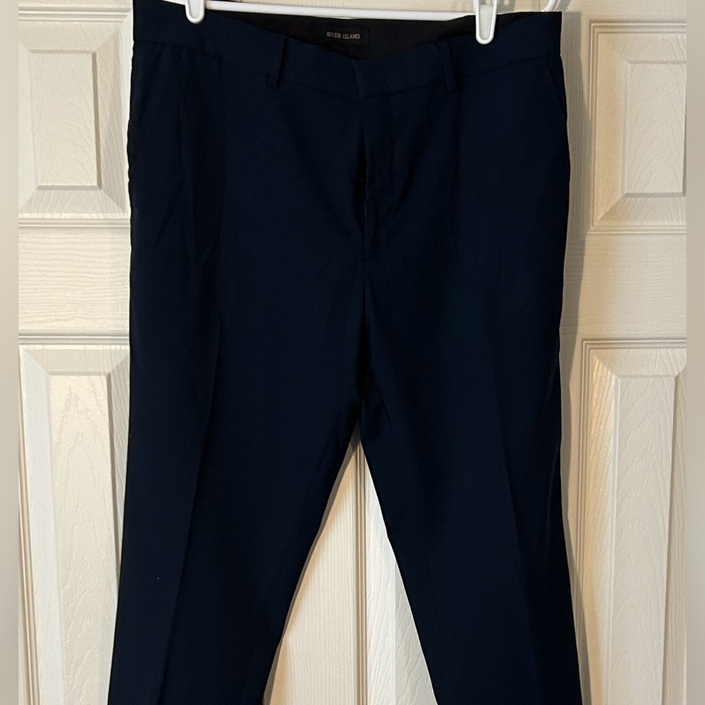 River Island Navy Skinny Fit Stretch size 34 Dress Trouser Pants